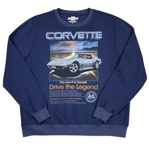 Chevrolet Corvette Retro Drive the Legend Graphic Crewneck Fleece Sweatshirt XL